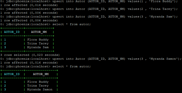HBase - Criando e persistindo valores via Phoenix 4